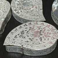 German silver Paan shape Dibbi With Partition