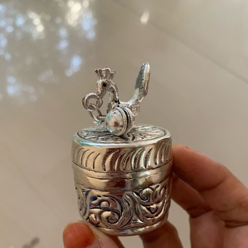 German Silver Peacock Dibbi