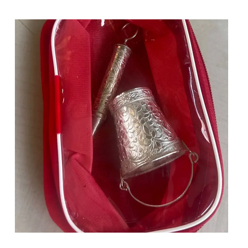 Holi Special Balti Pichkari In Red Velvet Gift Box - Color: Silver