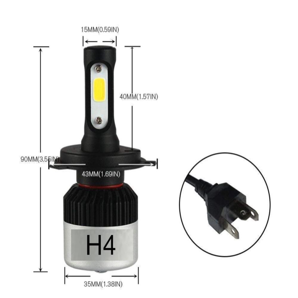 K D H4/h7/9005/hb3/9006/hb4/h8/h9/h11/h16/h27 9000lm 6500k 72 Watt 2 Led Bulb Automotive Headlight Bulbs (Cool White) Universal For All Vehicle - Color: White