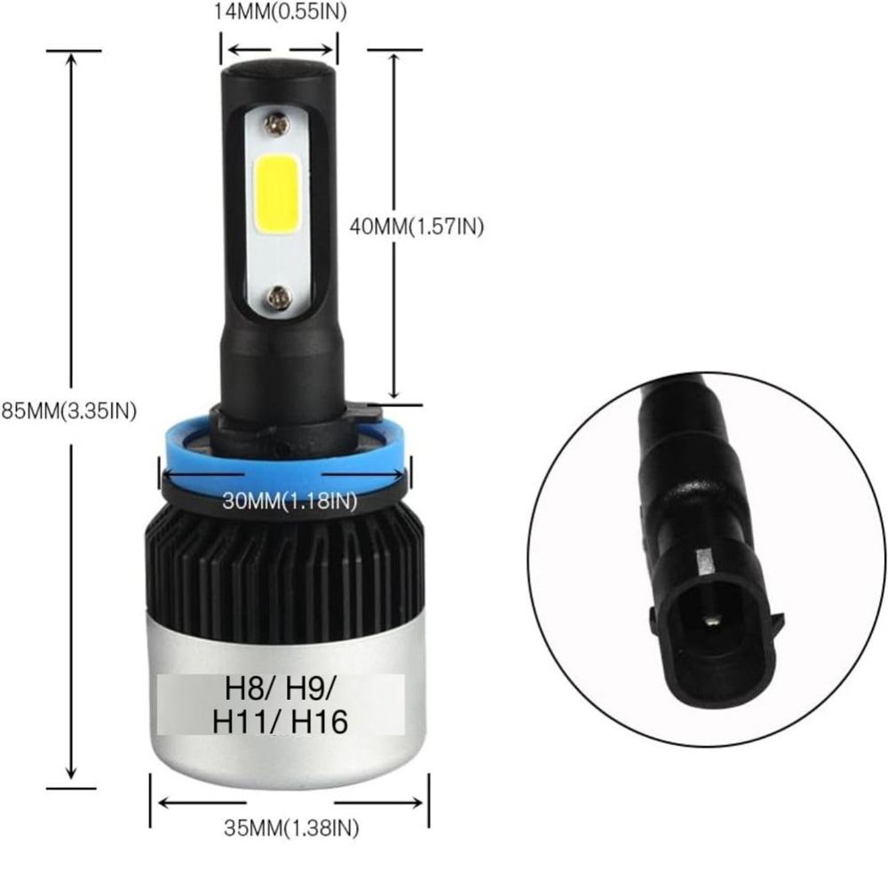 K D H4/H7/9005/HB3/9006/HB4/H8/H9/H11/H16/H27 9000LM 6500K 72 watt 2 LED Bulb Automotive Headlight Bulbs (Cool White) UNIVERSAL FOR ALL VEHICLE
