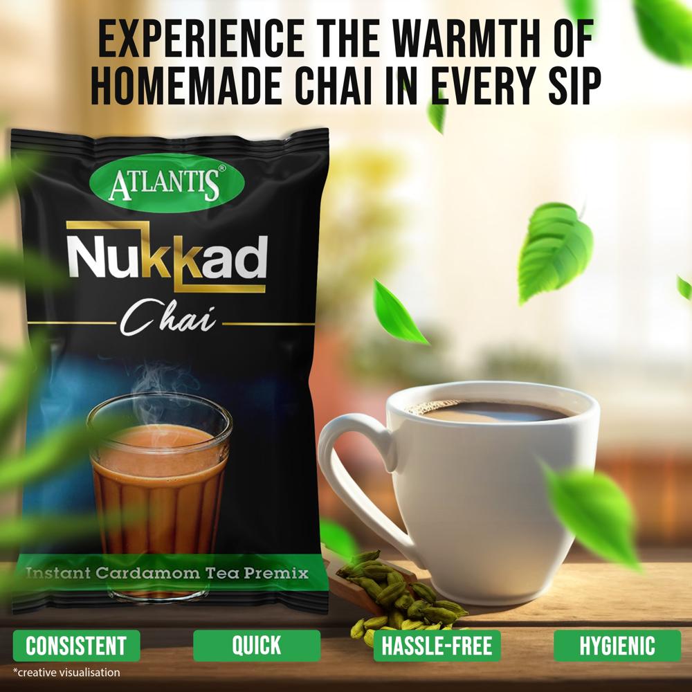 Atlantis Nukkad 3 in 1 Instant Cardamom Chai Premix for Vending Machines