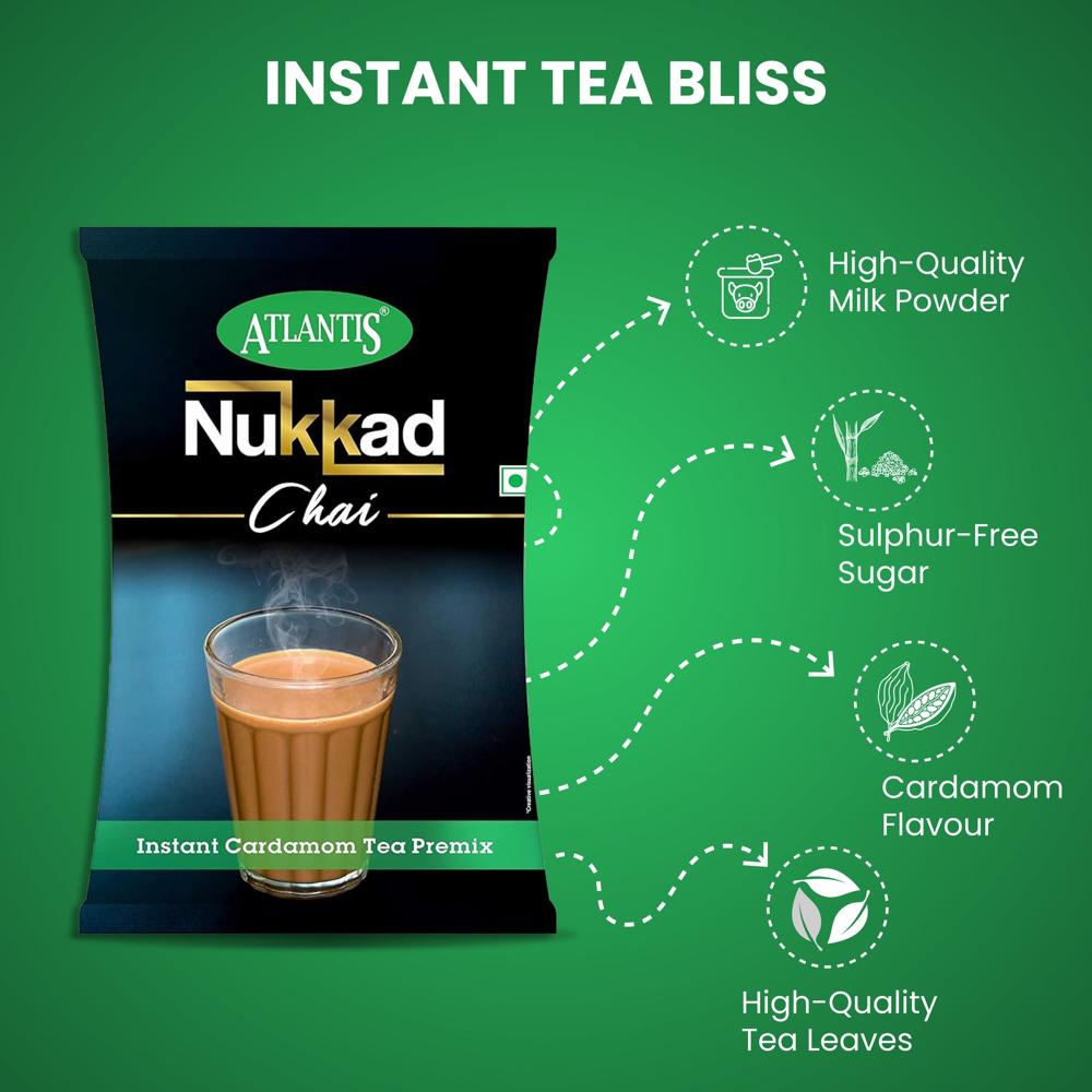 Atlantis Nukkad 3 in 1 Instant Cardamom Chai Premix for Vending Machines