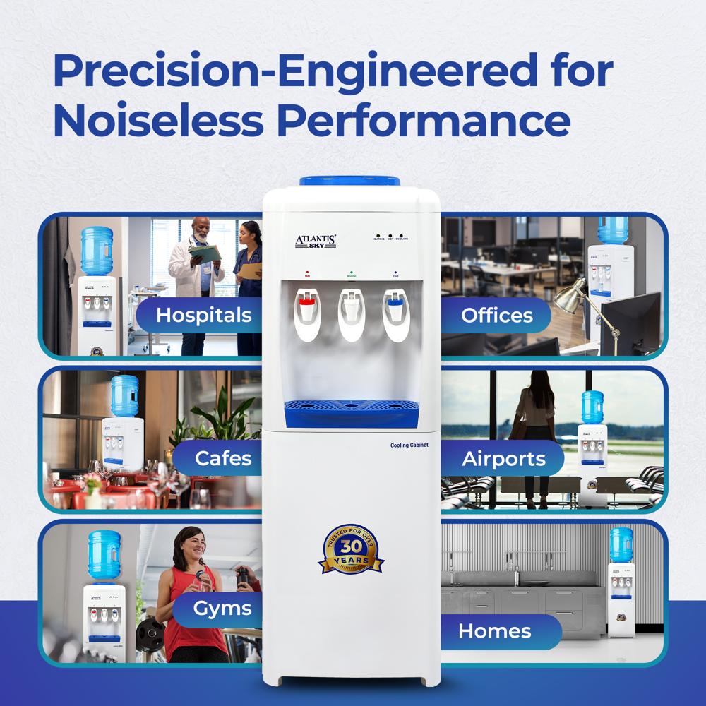 Atlantis Sky Hot Normal and Cold Water Dispenser with Cooling Cabinet