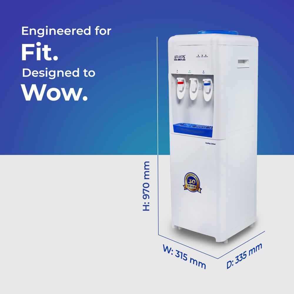 Atlantis Sky Hot Normal and Cold Water Dispenser with Cooling Cabinet