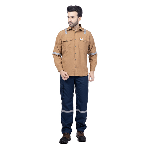 Red Fort Full Sleeve Ifr Shirt And Trousers - Color: Khaki & Navy Blue