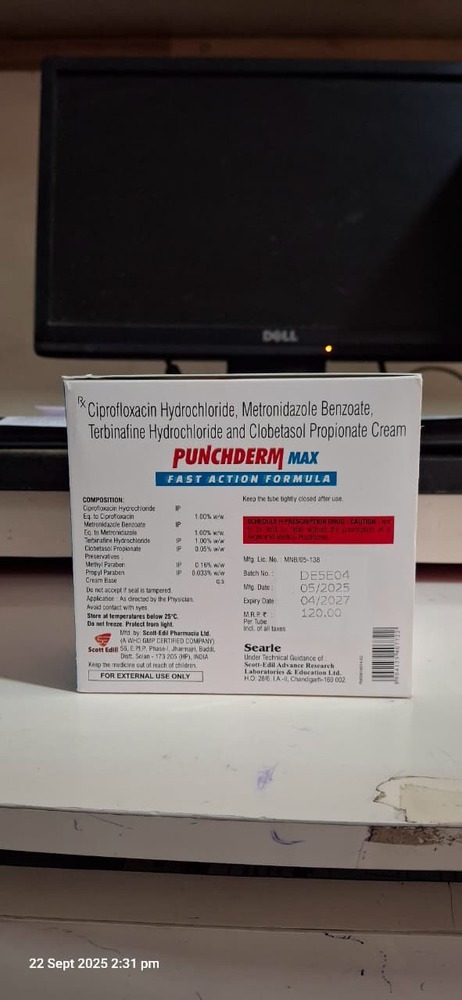 Clotrimazole Iodochlorhydroxyquinoline Tolnaftate + Gentamicin +Clobestasol Propionate Cream 15 Gm