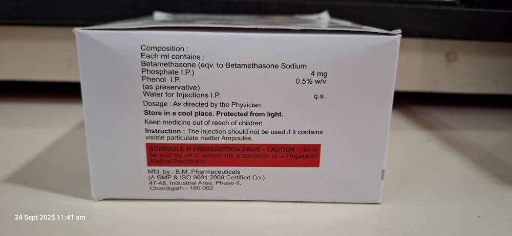 Betamethasone Sodium Phosphate Inj 1 Ml - Drug Type: Injection