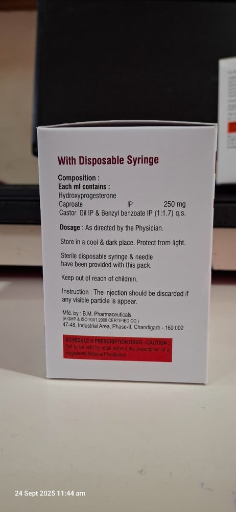 HYDROXYPROGESTRONE CAPROATE 250 MG INJ