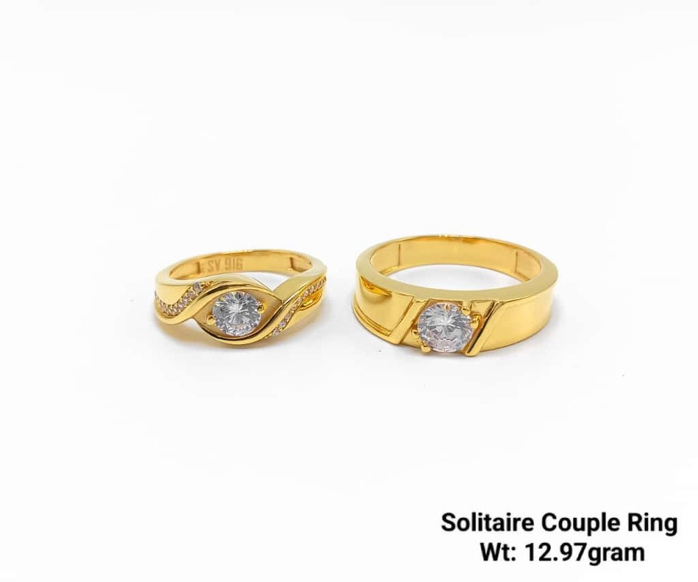 92% New Design Gold Solitaire Couple Ring