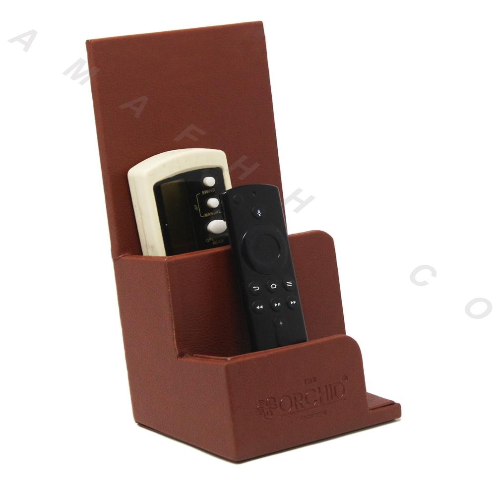 Leatherette Remote Holder - Shape: L-shape With Two Partitions