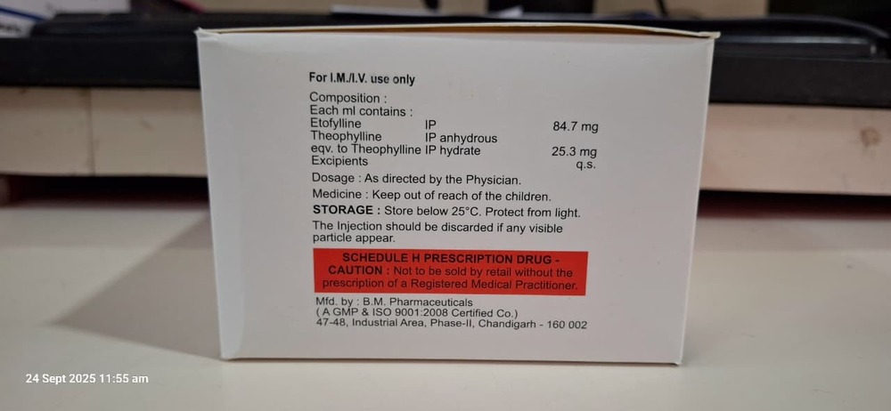 Etofylline + Theophylline Inj 2 Ml - Drug Type: Injection