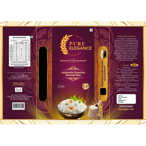 5Kg  Long Grain Authentic Premium Basmati Rice - Color: White