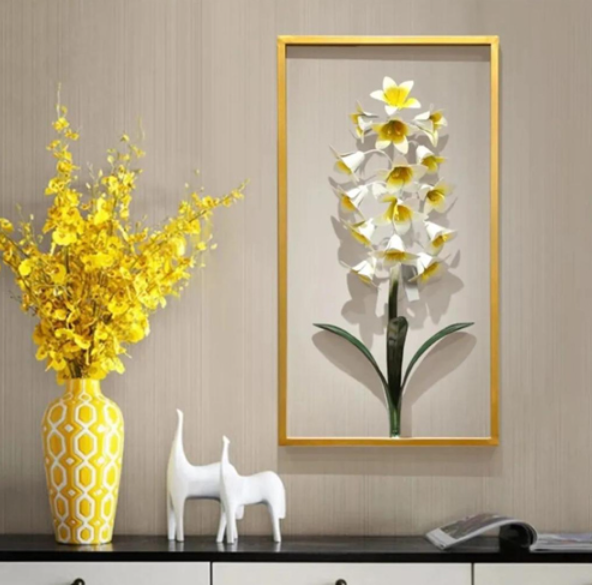 Metal White Flower Frame - Color: Multi Color