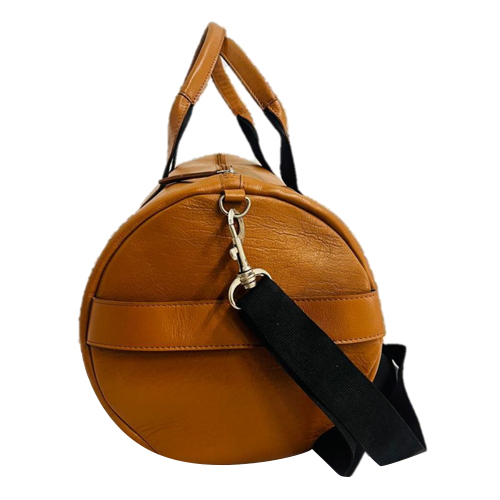 B-196 Tan And Black Travelling Leather Duffle Bag