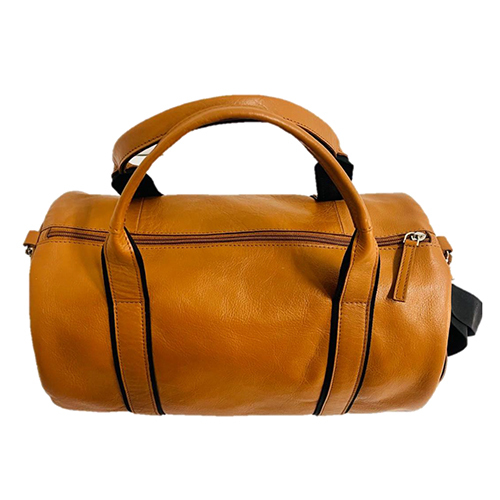 B-196 Tan And Black Travelling Leather Duffle Bag