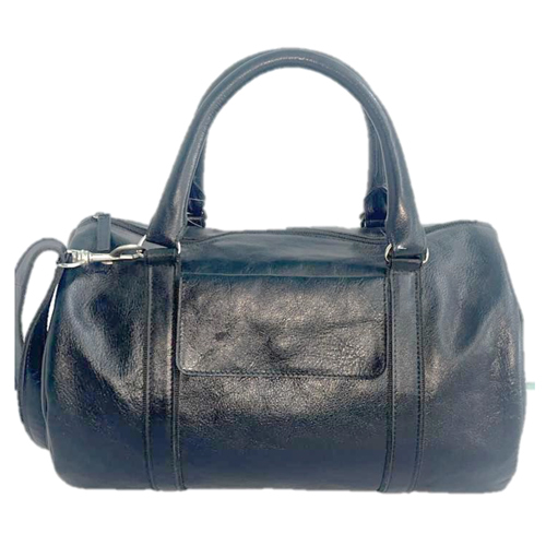 J002 Black Travelling Leather Duffle Bag - Design: Premium