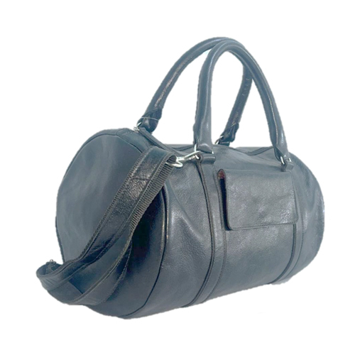 J002 Black Travelling Leather Duffle Bag