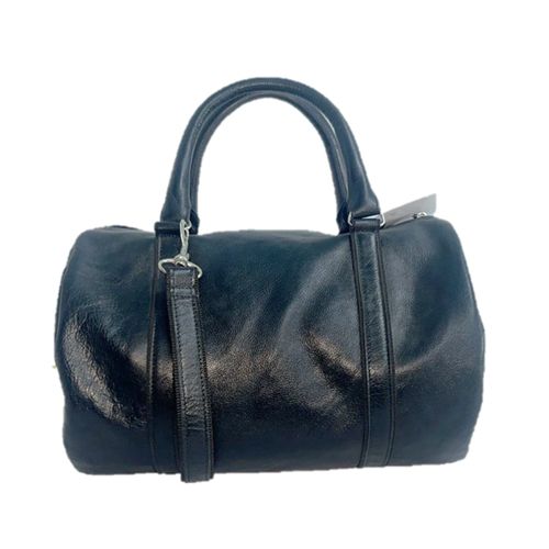 J002 Black Travelling Leather Duffle Bag