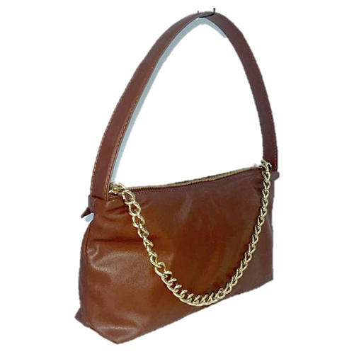 B-0508 Brown Leather Small Handbag - Design: Premium
