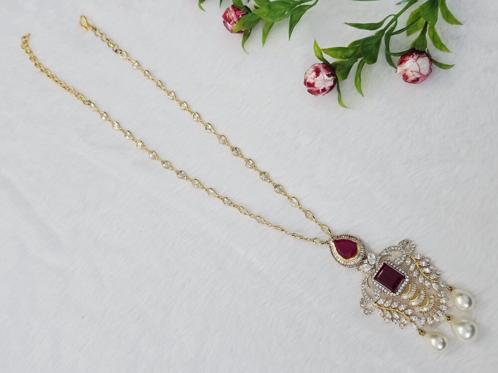 Silver With Cz Premium Necklace - Design: Modern