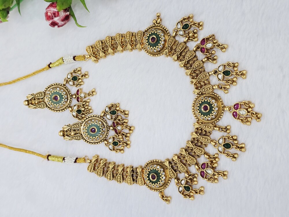 2 Gram Gold Plated Necklace Set - Color: Golden