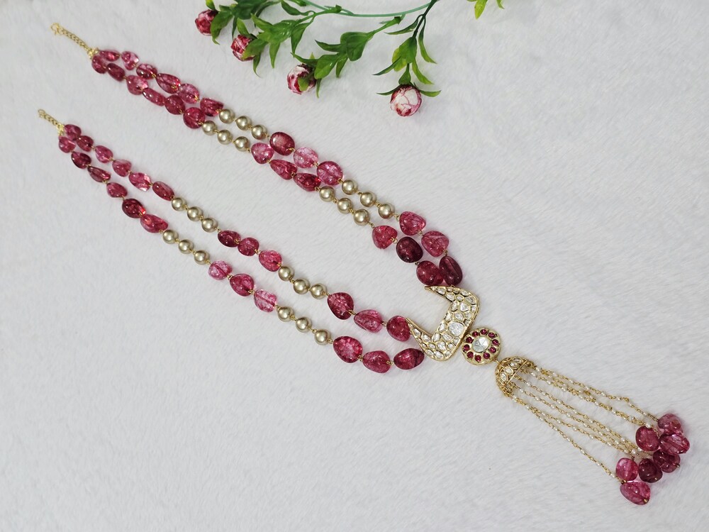 Ruby And Pearl Necklace - Color: Multicolor