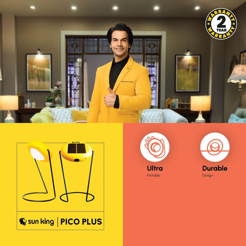 Solar Lamp - Abs Plastic, 150 X 100mm, Yellow | 5-year Battery Life, 3 Light Modes, Water-resistant, Ultra-portable With 360-degree Rotation