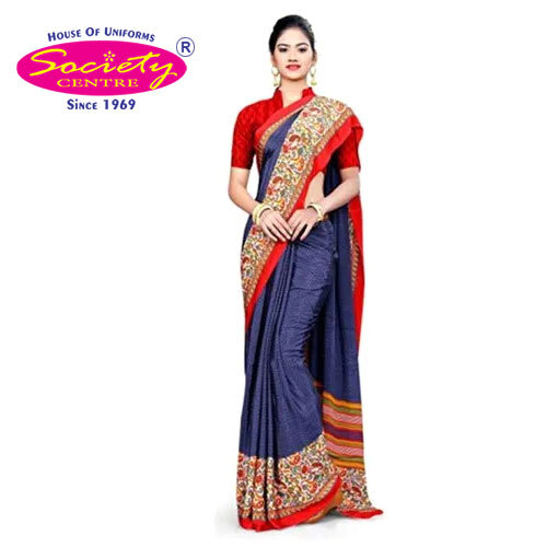 Office Uniform Saree - Color: Blue