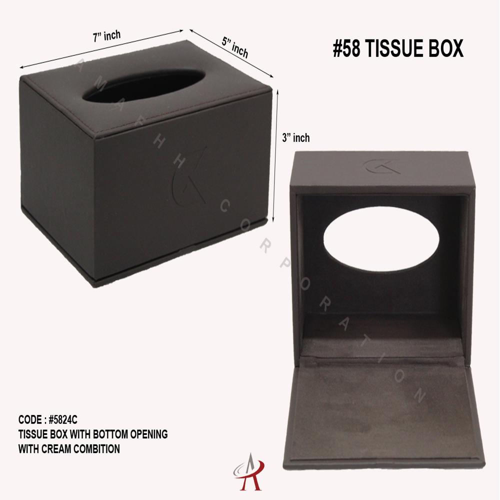 Tissue Box With Bottom Opening - Color: Dark Brown
