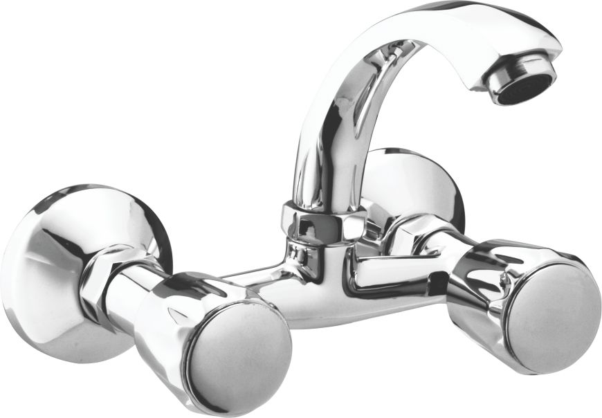 Conti Sink Mixer - Brass Material, Customized Size | Nickel Color, Glossy Finish, Round Shape, High-quality Design