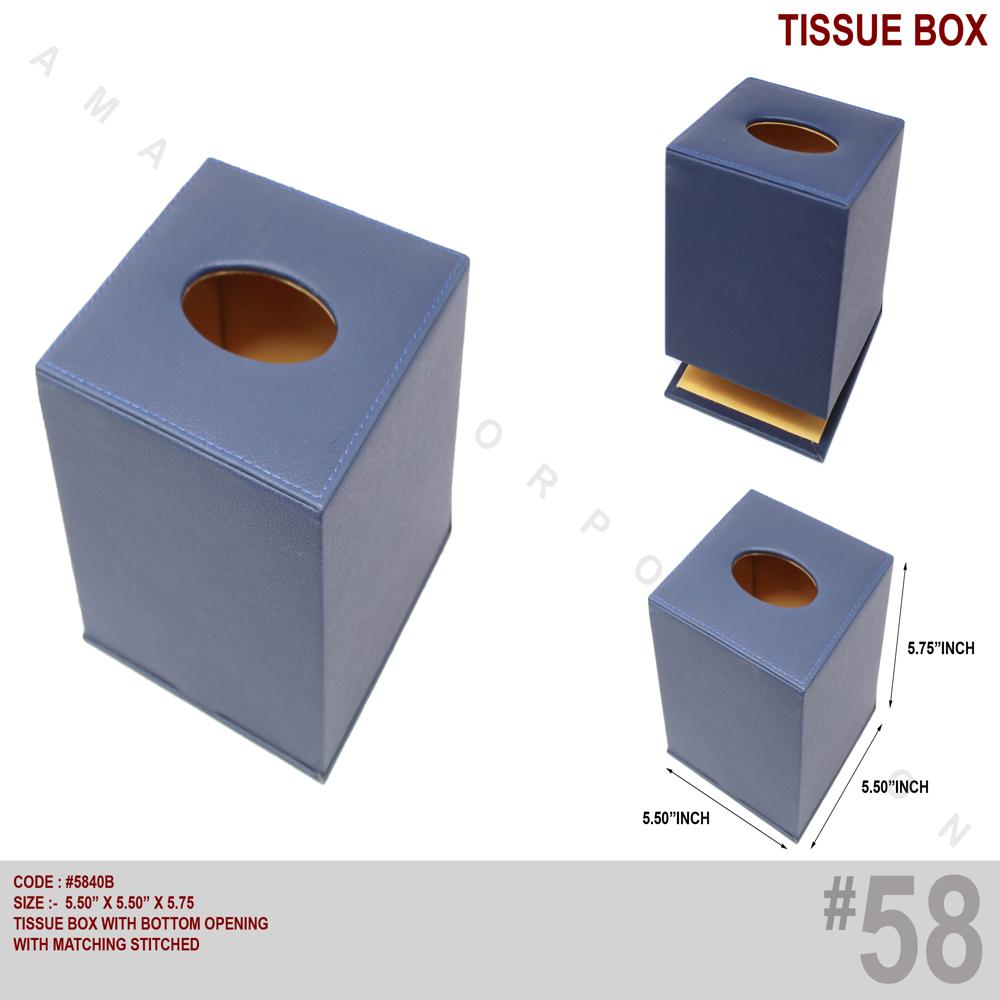 Blue Leather Tissue Box - Thickness: 3 Millimeter (mm)