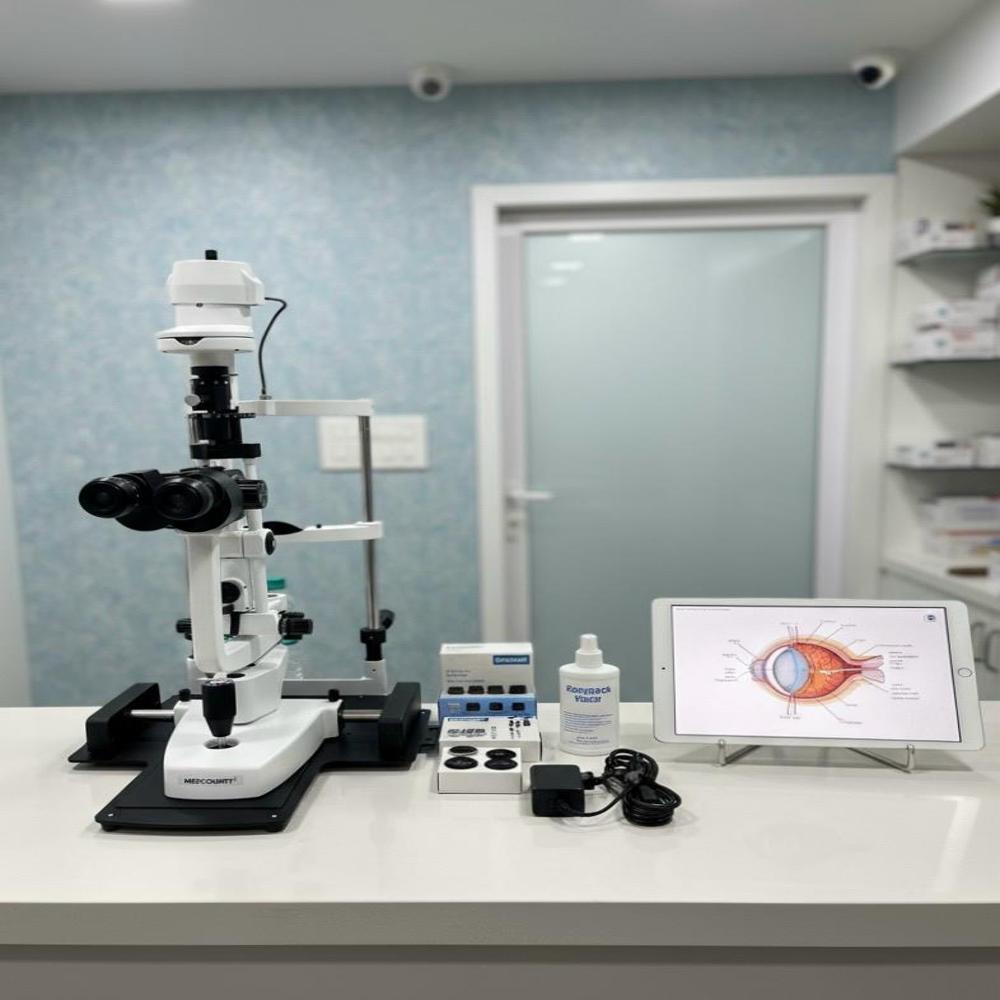 Medcounty Digital Slit Lamp 3-step Magnification - Dimension (L*w*h): 33x59x46 Centimeter (Cm)
