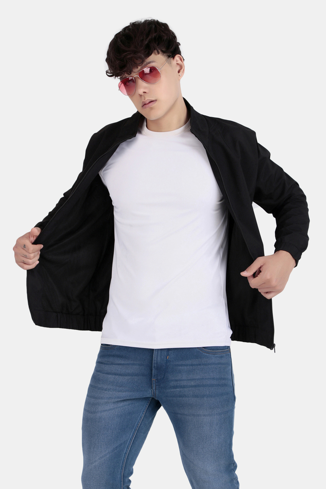 Mens Black Jacket - Pattern Type: Plain