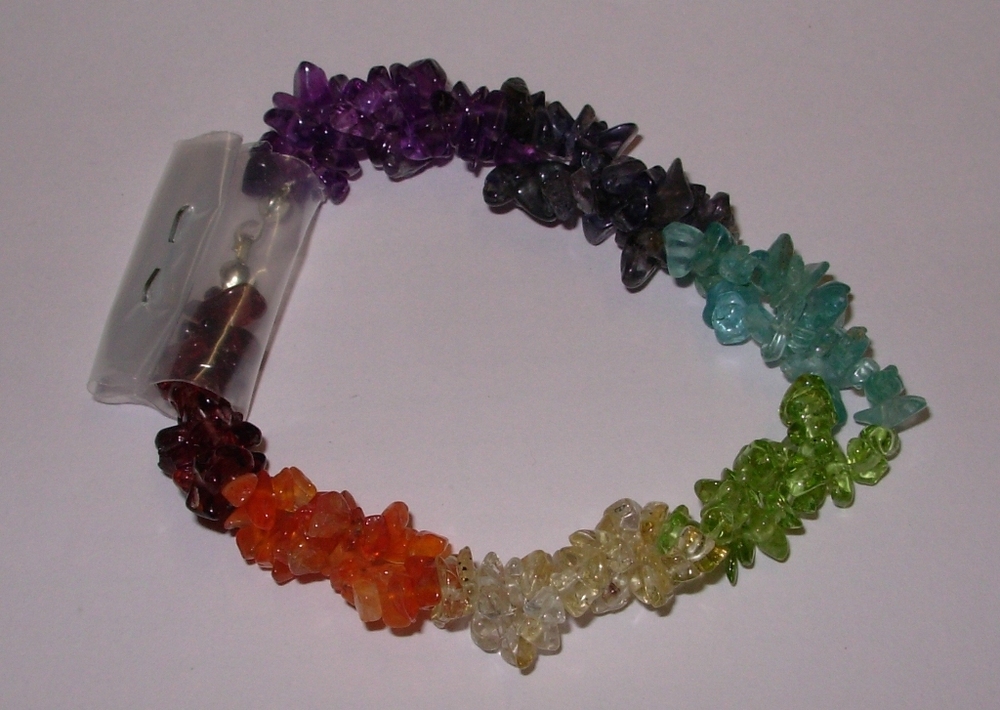 7 Color Chakra 2 Line Twisted Tumbled Chips Bracelets