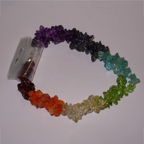 7 Color Chakra 2 Line Twisted Tumbled Chips Bracelets - Design: Attractive