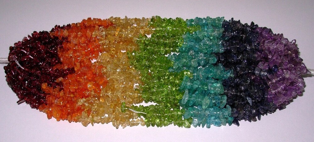 7 Colour Chakra Tumbled Chips Bracelets