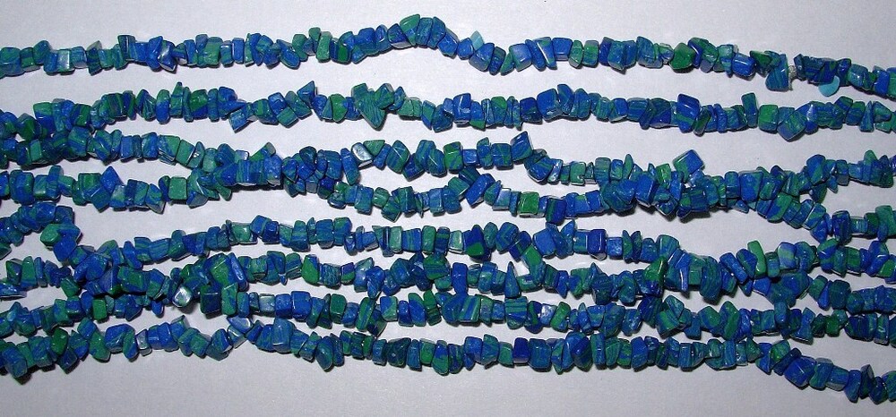 Azurite Re-Constructed Tumbled Chips Necklaces
