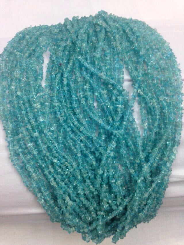 Blue Apatite Tumbled Chips Necklaces