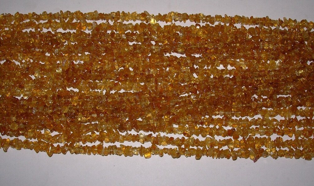 Citrine Dark Tumbled Chips Necklaces