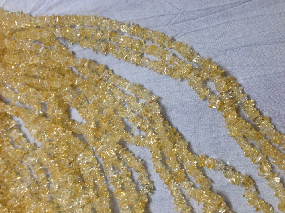 Citrine Quartz AAA Superfine Quality Tumbled Chips Necklaces