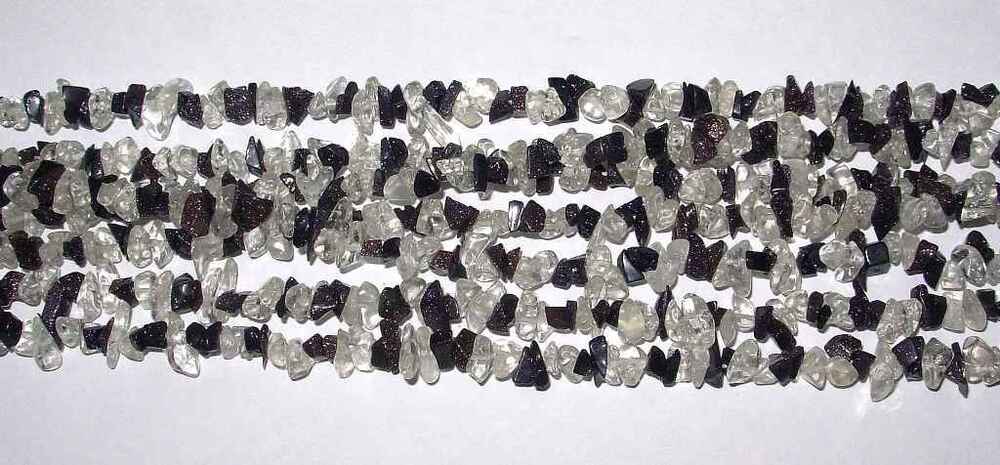 Crystal And Blue Gold Stone  Tumbled Chips Necklaces