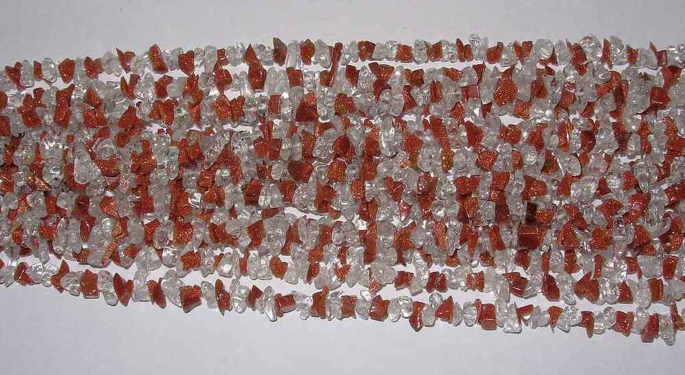 Crystal And Brown Gold Stone Tumbled Chips Necklaces