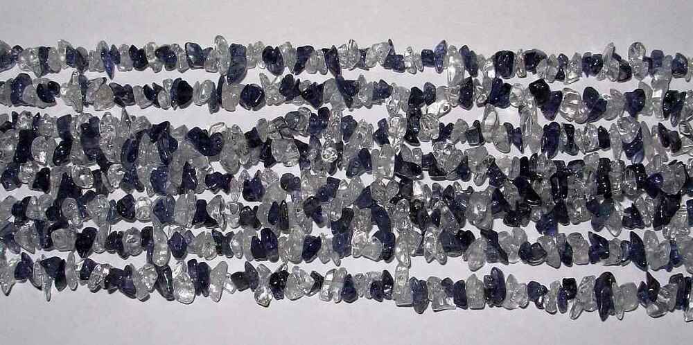 Crystal And Lolite Combination Tumbled Chips Necklaces