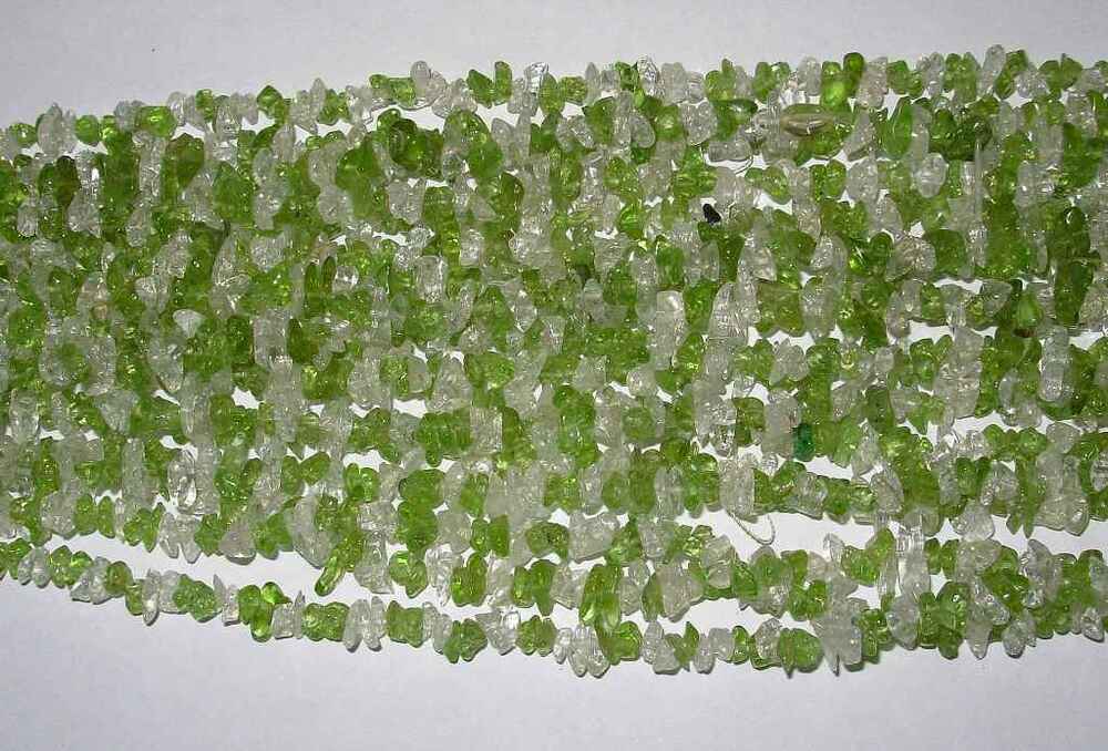 Crystal And Peridot 2x2 Combination Tumbled Chips Necklaces