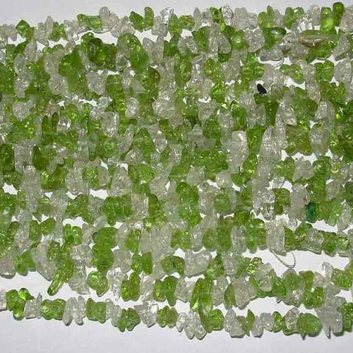 Crystal And Peridot 2x2 Combination Tumbled Chips Necklaces