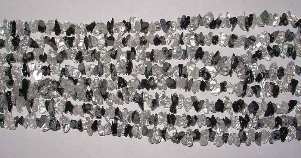 Crystal And Snowflake Obsidian 2X2 Combination Tumbled Chips Necklaces - Design: Attractive