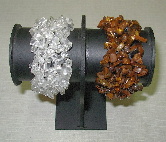 Crystal And Yellow Tiger Eye Tumbled Chips Fancy Design Bracelets