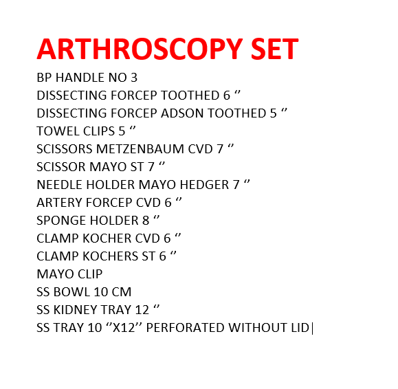 Arthroscopy Set - Material: Steel