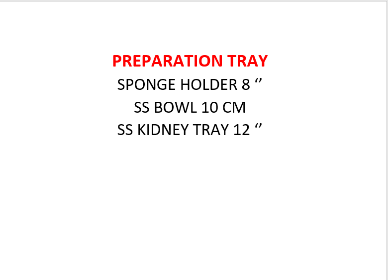 Preparation Tray - Material: Steel